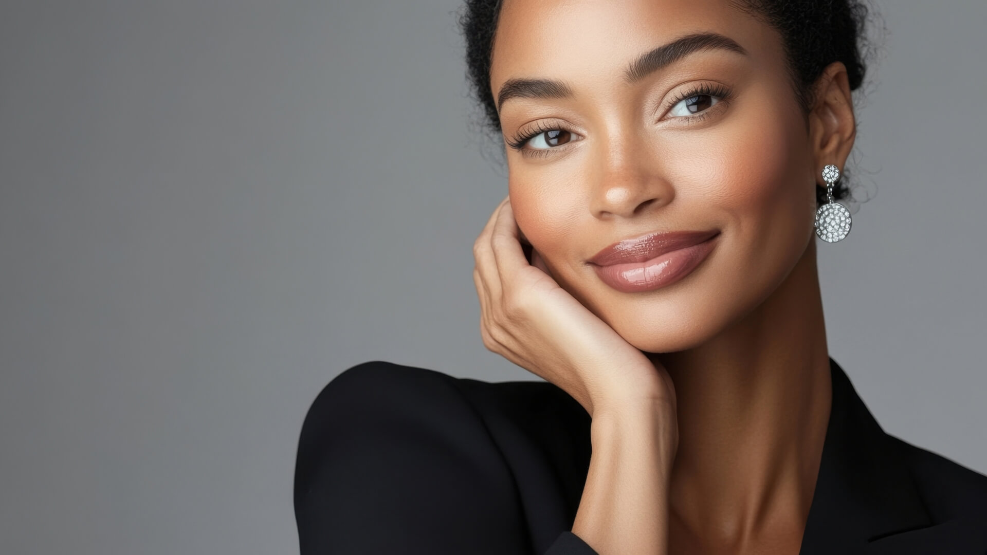 woman with refined facial contours